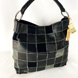 New Lucky Brand Vintage Patchwork Leather Hobo Shoulder Bag Sac Handbag